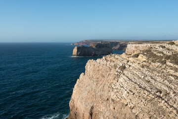 Fototapeta na wymiar Beautiful view from the end of europe. Cape of Saint Vincent, Portugal.