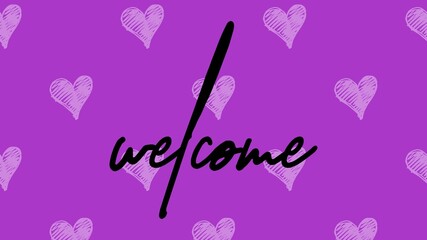 welcome hand-letter card with romantic background