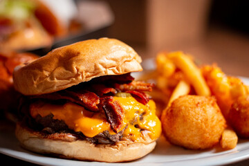 Burger and fries for dinner at home