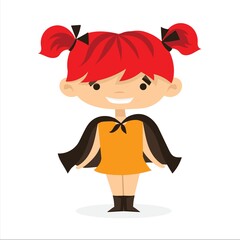 Vector illustrations in flat design of female and male kids superheroes in funny costume
