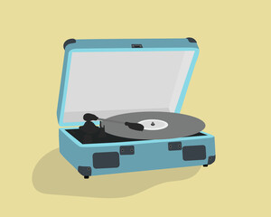 Fototapeta premium turntable cartoon with yellow background