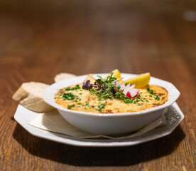 Seasoned meat from chicken with cheese gratinated for restaurant or hotel