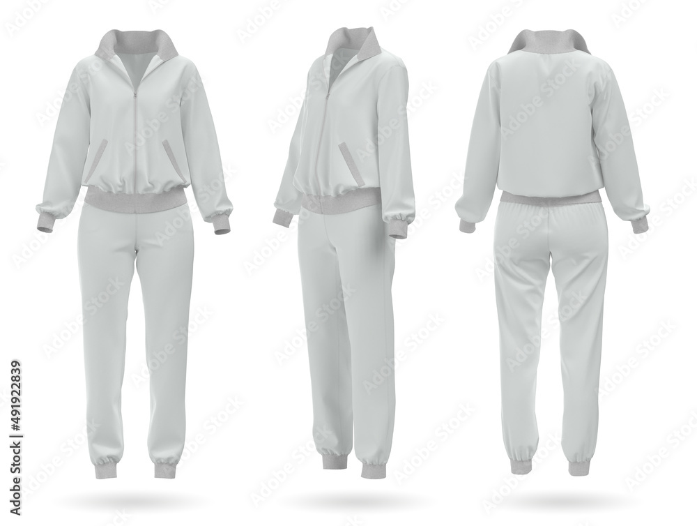 Wall mural Blank white sport tracksuit. 3d rendering. - Wall murals