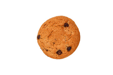 oatmeal cookies with chocolate pieces isolated on white background