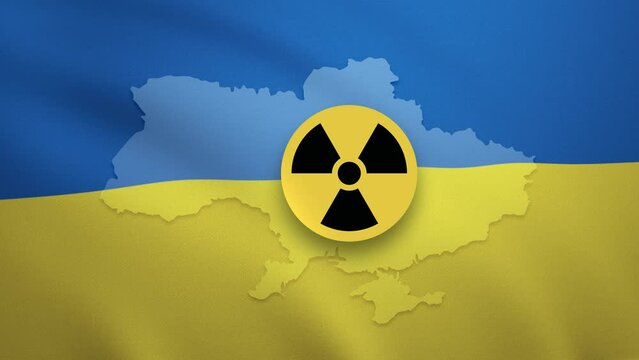 Ukraine map and country flag - Radiation danger and pollution