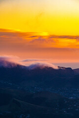 Obraz premium Mountain scenery during sunset in New Zealand