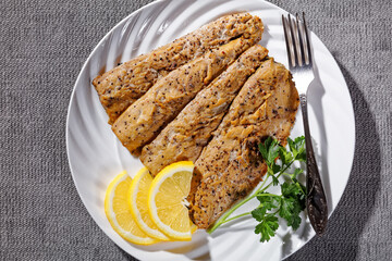hot smoked spicy scomber, mackerel fish fillets