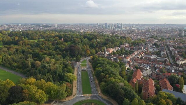 Aerial of city of Brussels Belgium