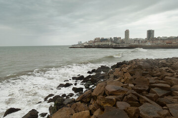 Mar el Plata skyline  Sea and clouthy sky