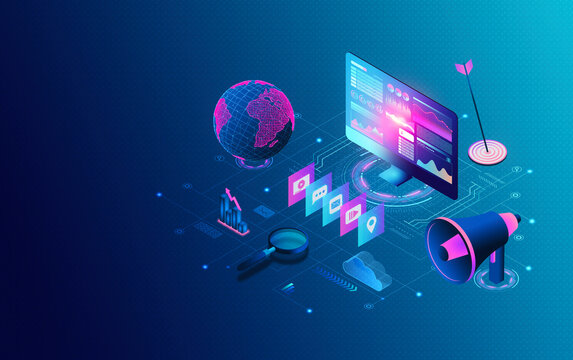 Media Buying Platform and Programmatic Marketing Concept - 3D Illustration