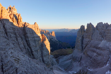 Mountain peak of Monte Paterno or Paternkofel (2744 m.), natural park of Tre Cime di Lavaredo or...