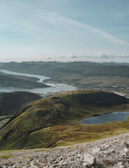 view from the mountain with the lake. Ben Nevis Scotland
