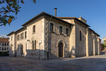 Santa Maria del Conceyu gothic church in the old town of the beautiful village of Llanes in north of Spain.