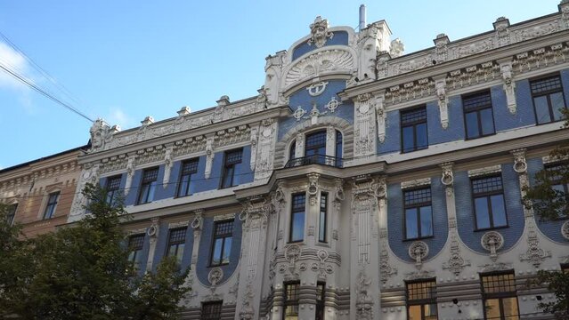 Masterpieces of historical architecture. One of the most outstanding examples of Art Nouveau architecture in Europe, located in Riga town, Latvia. This architectural style is also known as Jugendstil.