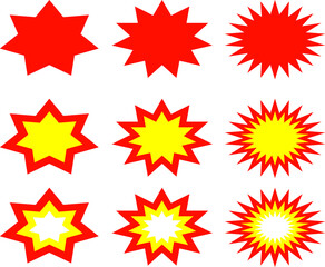 爆発フレーム二重三重のバリエーションセット_赤色黄色