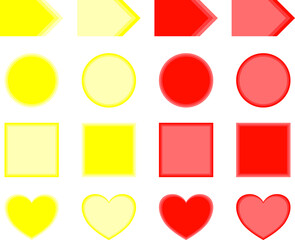 3重のいろいろな形のフレーム_黄色赤色