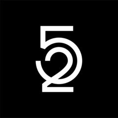  number 52 logo design vector image , 52 number logo icon  , number 52 25 logo , logo number 52, logo number 25 , logo number 25 combination 