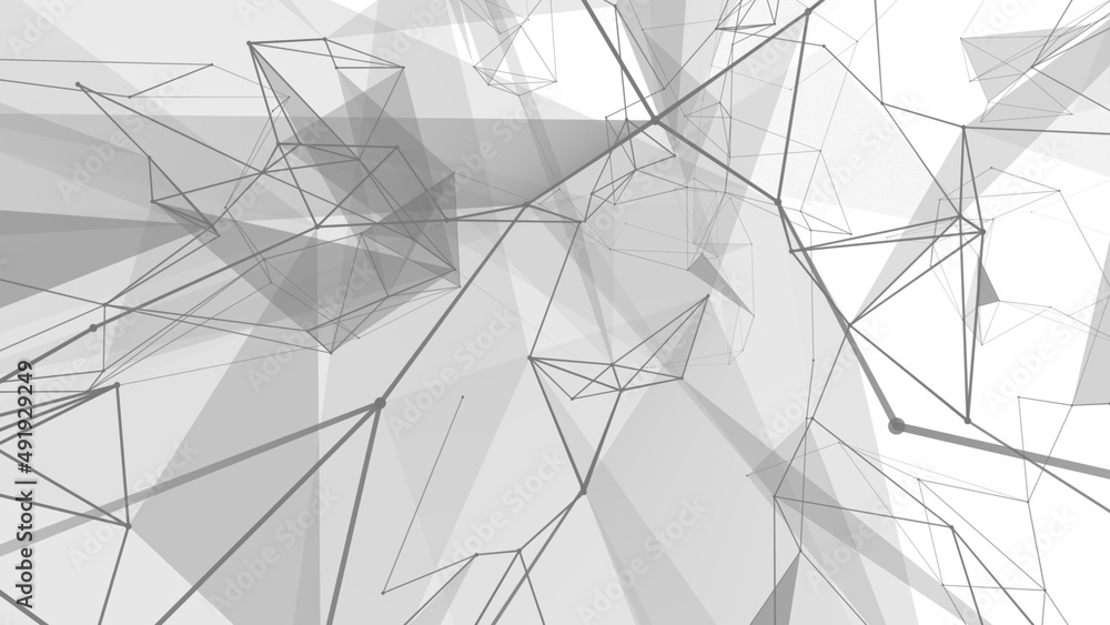 Aufkleber Plexus fantasy abstract technology. Abstract geometric background with moving lines, dots and triangles. Science. Medicine and technology
