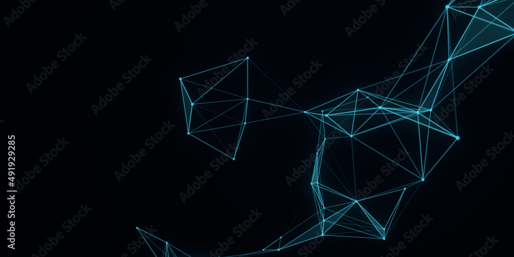 Aufkleber Abstract beautiful geometric background. Abstract plexus futuristic, polygonal space with a dark background. Plexus fantasy. Abstract technology