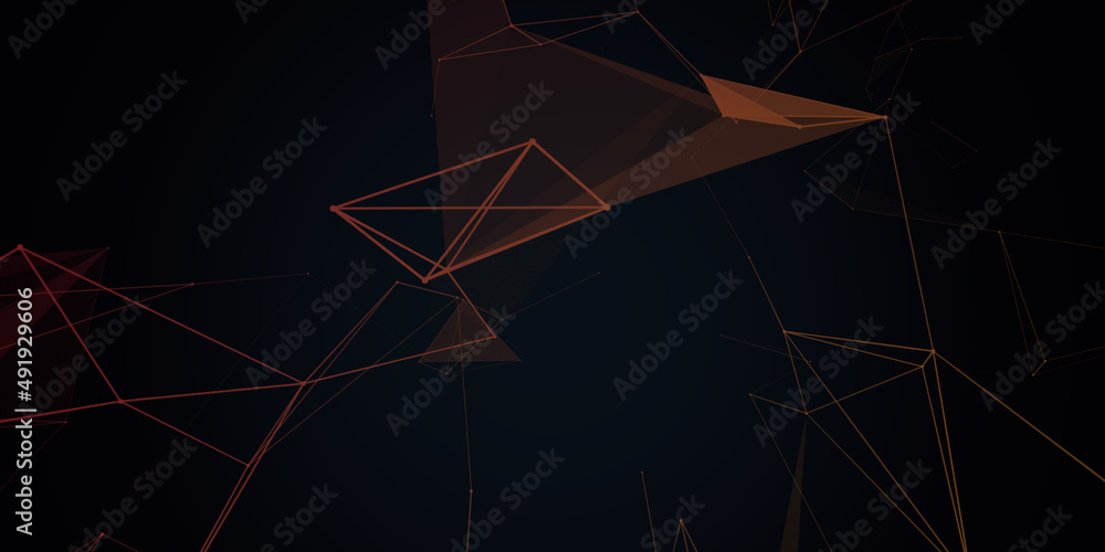 Aufkleber Abstract beautiful geometric background. Abstract plexus futuristic, polygonal space with a dark background. Plexus fantasy. Abstract technology