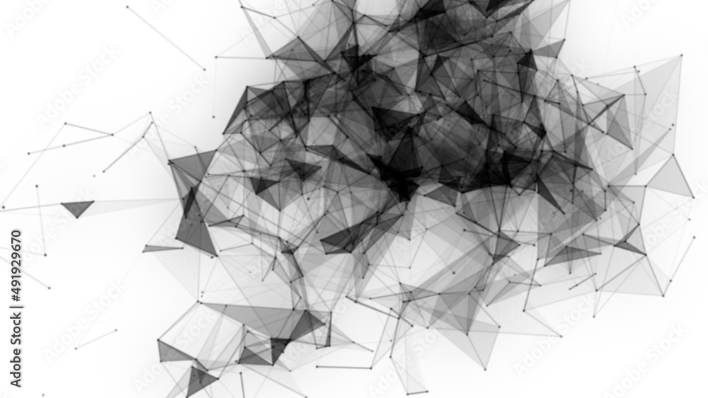 Aufkleber Plexus fantasy abstract technology. Abstract geometric background with moving lines, dots and triangles. Science. Medicine and technology