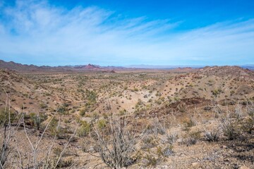 An overlooking view of nature along Quartzsite, Arizona