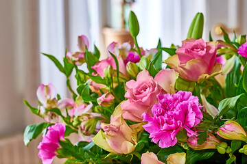 Beautiful bouquet of flowers. Bouquet with different kind of flowers.