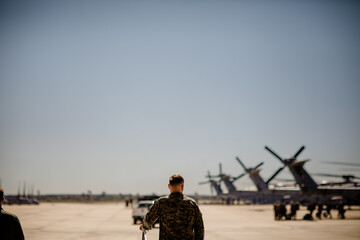 Soldier Standing on Tarmac at Miramar Military Base in San Diego