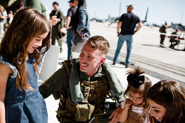 Marine Reuniting with Family at Miramar in San Diego