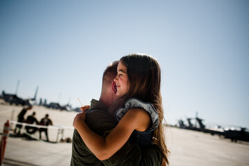 Daughter Greeting Marine Father at Miramar in San Diego