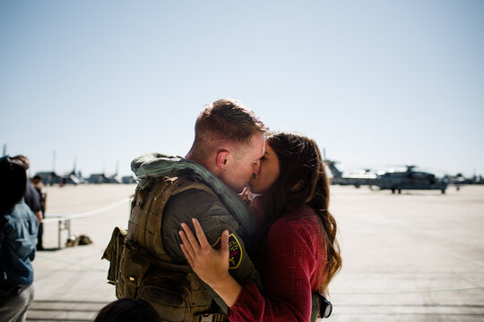 Husband & Wife Reuniting on Military Base in San Diego