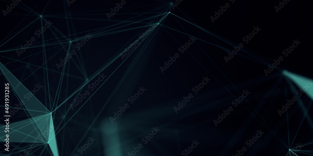 Poster Abstract beautiful geometric background. Abstract plexus futuristic, polygonal space with a dark background. Plexus fantasy. Abstract technology