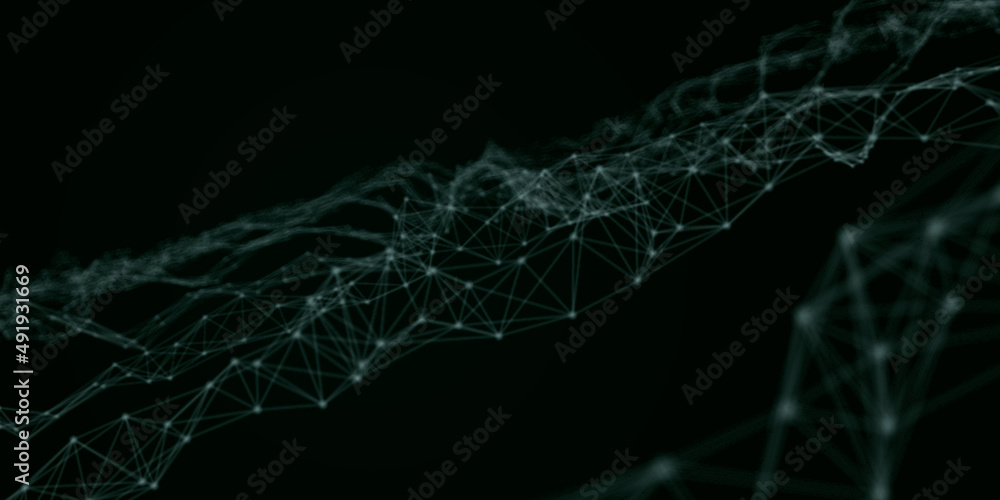 Poster Abstract beautiful geometric background. Abstract plexus futuristic, polygonal space with a dark background. Plexus fantasy. Abstract technology