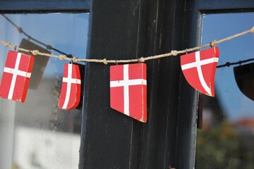 Old, wooden danish flags 