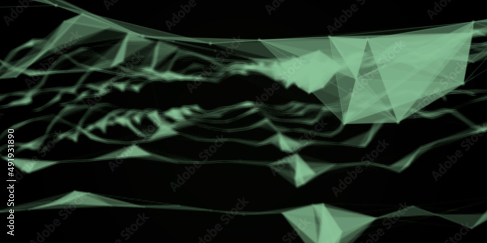 Poster Abstract beautiful geometric background. Abstract plexus futuristic, polygonal space with a dark background. Plexus fantasy. Abstract technology