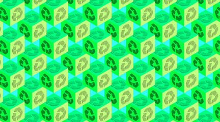 recycle background green color 3D cube illustration