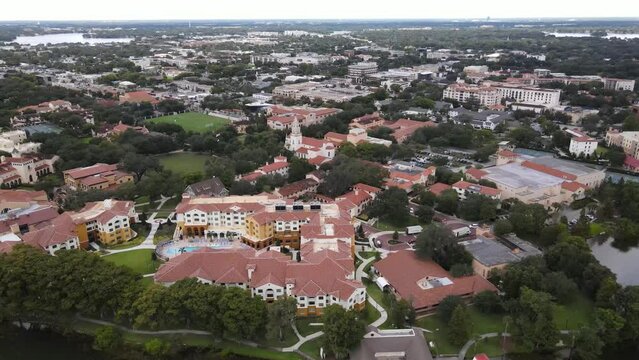 Aerial View Of Red Tile Roof Museum And Rollins College In Winter Park Florida