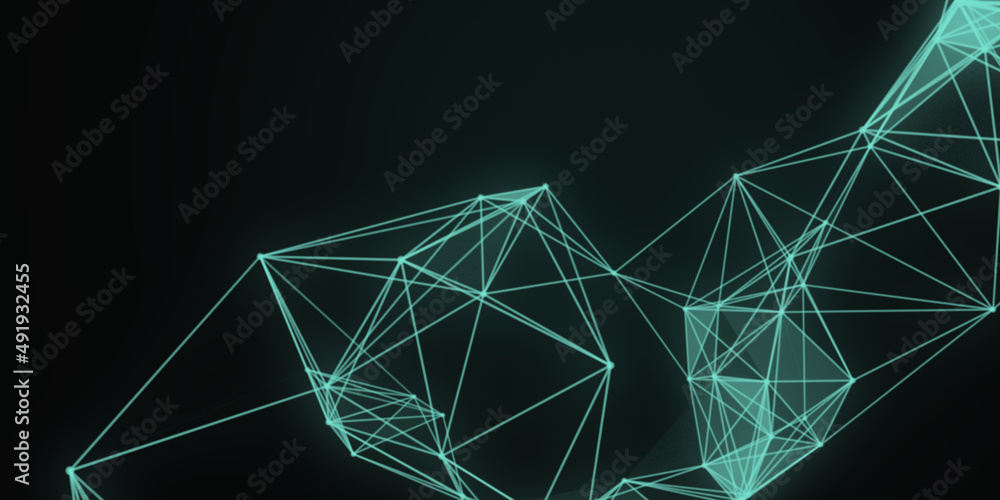 Poster Abstract beautiful geometric background. Abstract plexus futuristic, polygonal space with a dark background. Plexus fantasy. Abstract technology