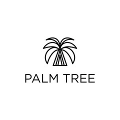 Fototapeta premium palm and leaf logo design vector line art 