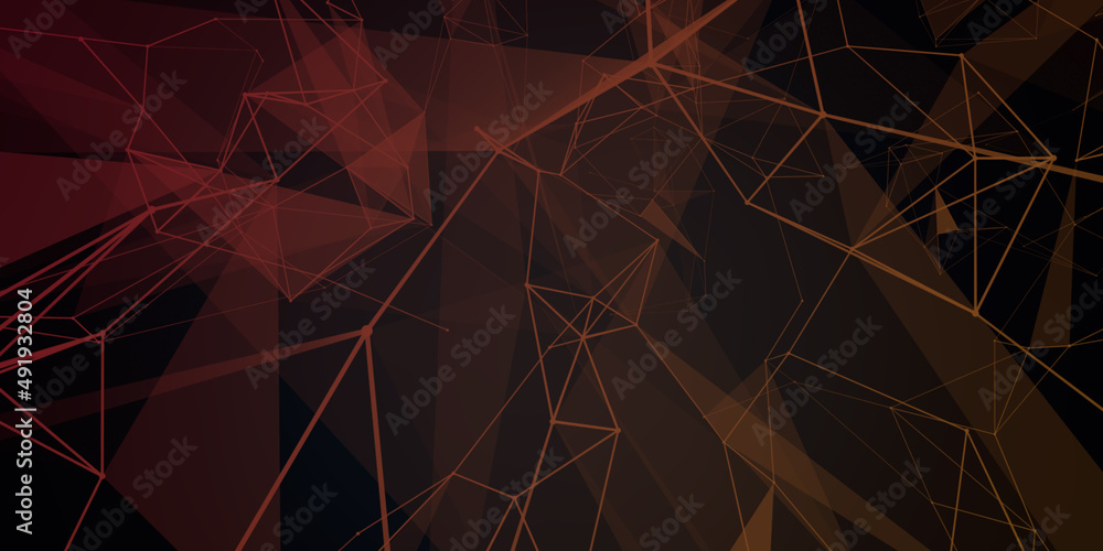 Poster Abstract beautiful geometric background. Abstract plexus futuristic, polygonal space with a dark background. Plexus fantasy. Abstract technology