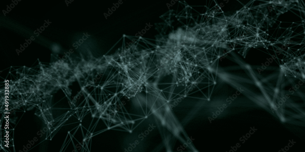 Poster Abstract beautiful geometric background. Abstract plexus futuristic, polygonal space with a dark background. Plexus fantasy. Abstract technology