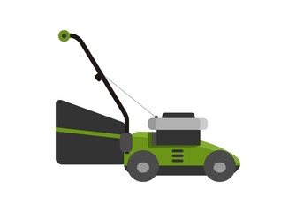 Lawn mower machine. Simple flat illustration
