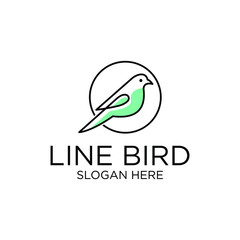 bird with lines Leaves logo design inspiration