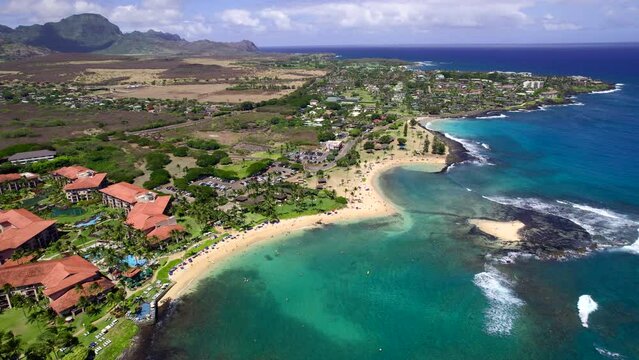 Poipu Beach Kauai Ariel Drone