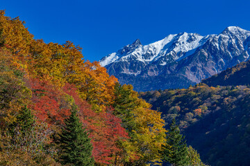 槍ヶ岳と奥飛騨の紅葉
