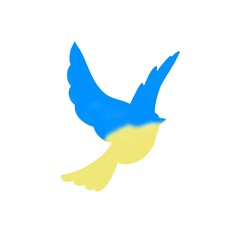 Love Ukraine, emblems of watercolor national flag colors. Flag of Ukraine with dove. world peace