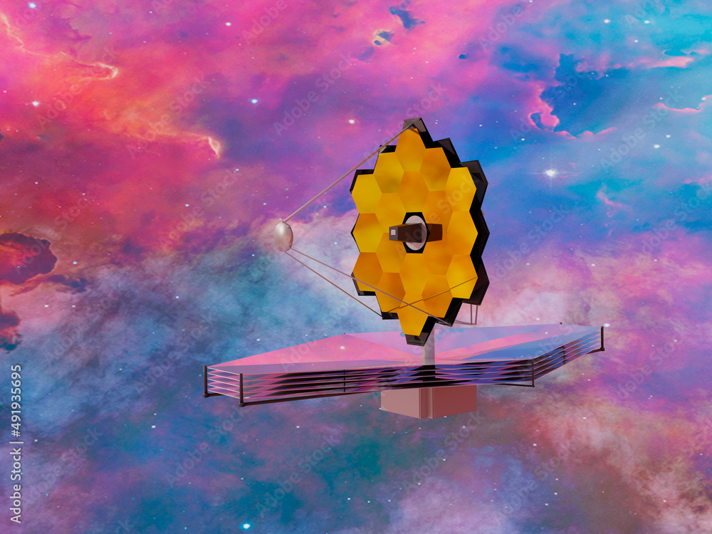 Canvas Prints james webb telescope somewhere in extreme deep outer space. 3d rendered illustration.