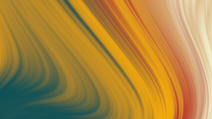 Fluid vibrant gradient of green yellow red beige colors with smooth movement in the frame swaying to the side with copy space. Abstract lines background concept