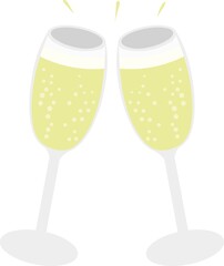 Vector illustration of two champagne glasses toasting