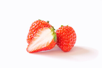 Strawberries on white background. 白背景上のイチゴ　紅ほっぺ